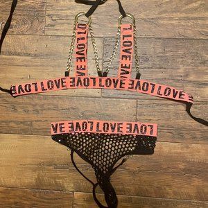 Coral Chain Exotic Dancer Two Piece Outfit